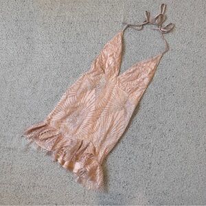 Hello Molly Bronze Halter Mini Dress XS